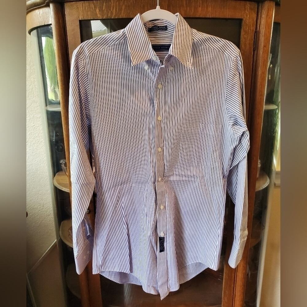 Geoffrey Beene striped purple and white Men's small button down shirt